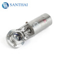 Santhai Sanitary Food Grade Stainless Steel Butterfly Valve With Stainless Steel Pneumatic Actuator